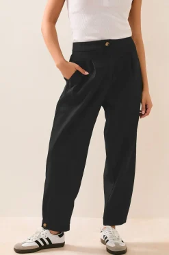 Petite Tailored Barrel Button Trousers