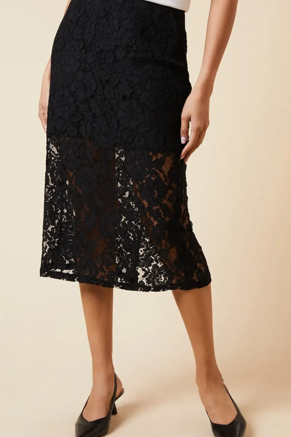 Petite Tailored Lace Maxi Skirt