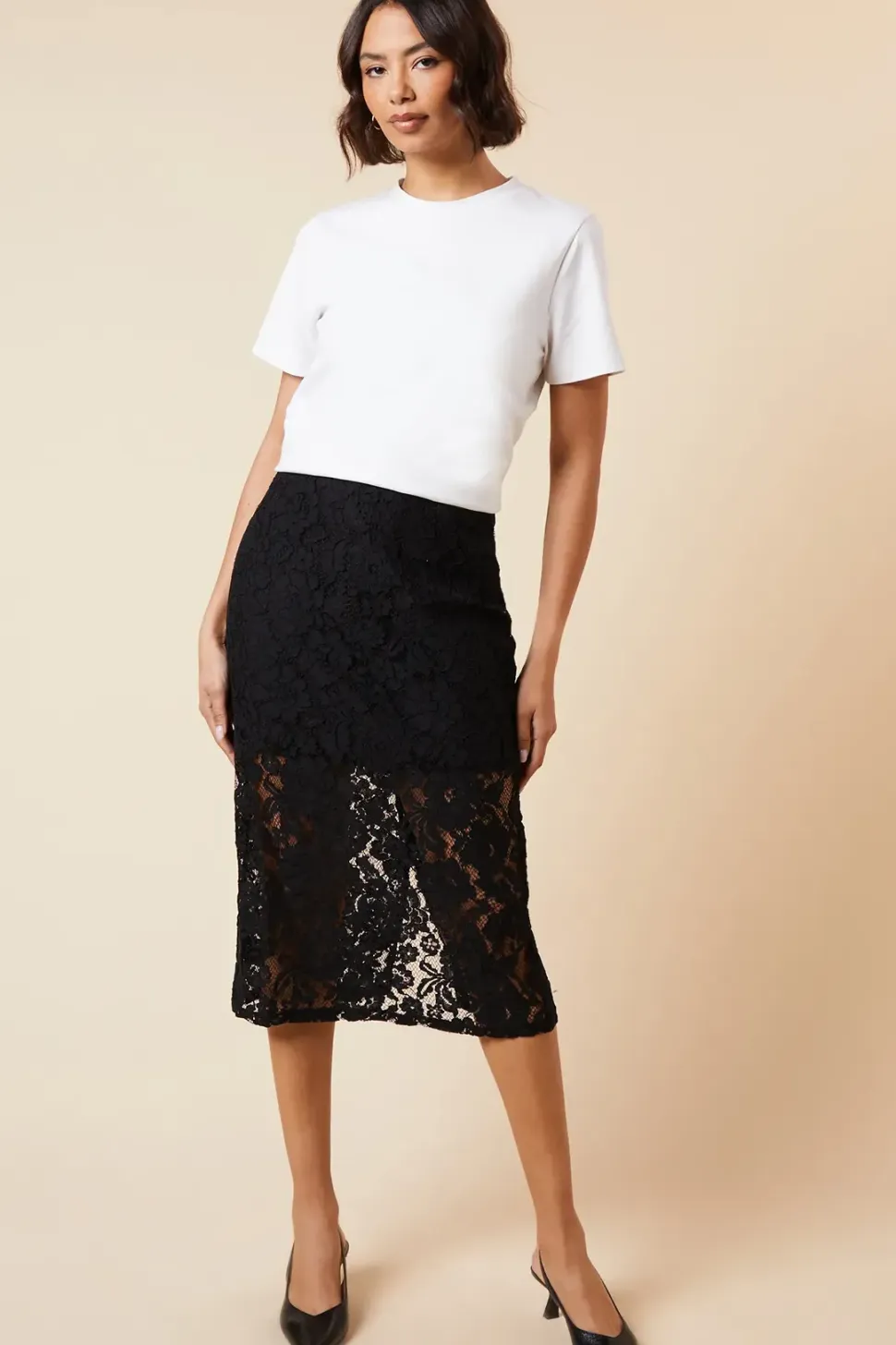 Petite Tailored Lace Maxi Skirt