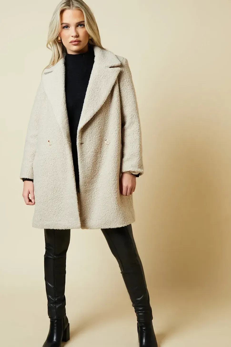 Petite Teddy Boyfriend Coat