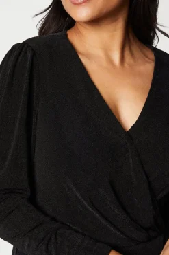 Petite Textured Jersey Wrap Detail Midi Dress