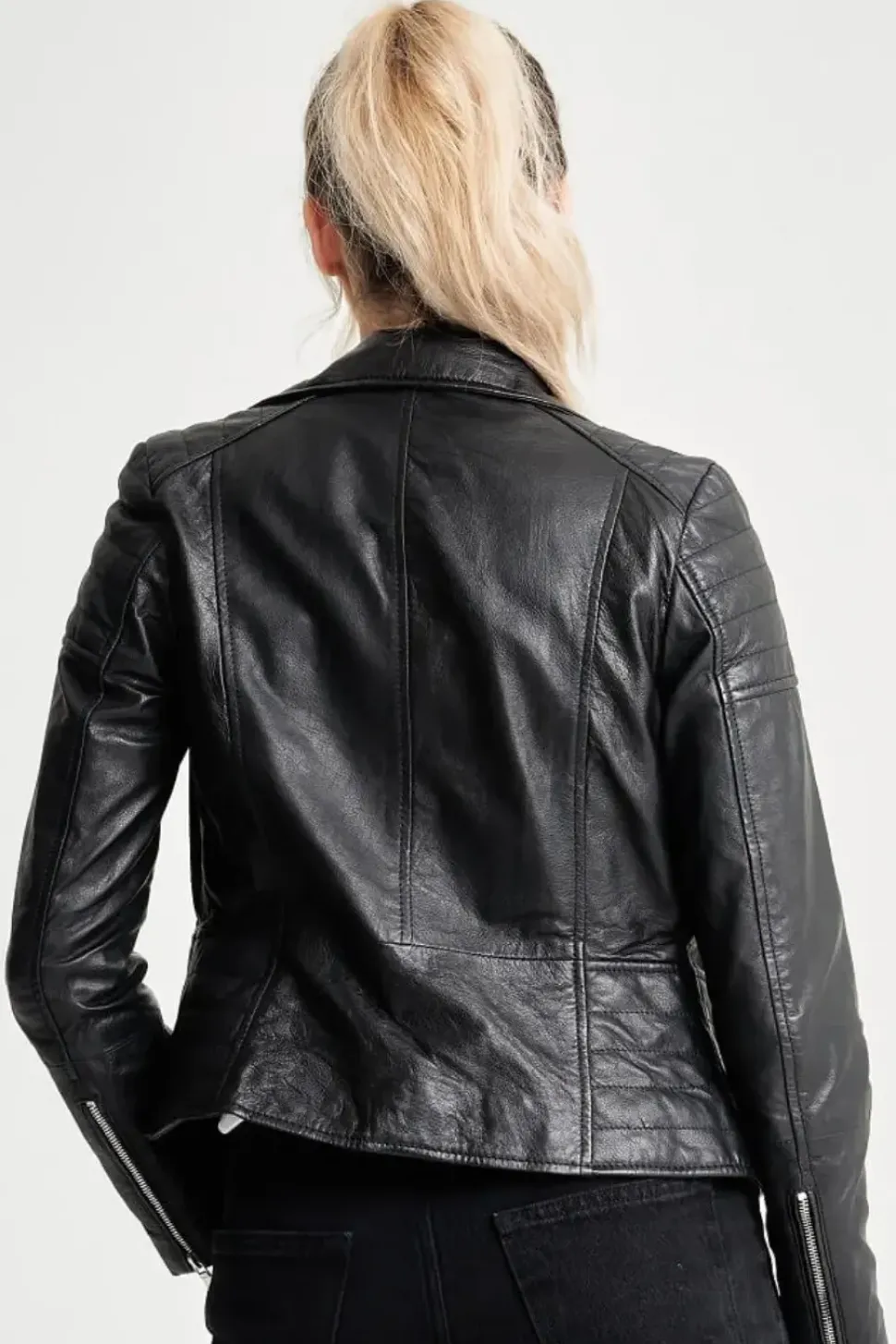 Petite Textured Leather Biker