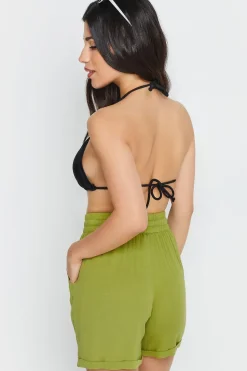 Petite Textured Tie Waist Shorts