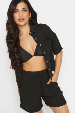 Petite Textured Tie Waist Shorts