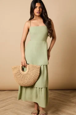 Petite Tie Back Tiered Maxi Dress