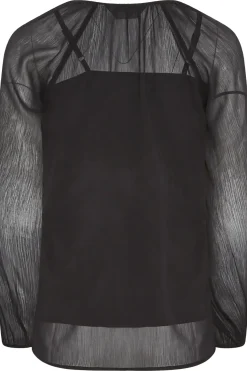 Petite Tie Neck Long Sleeve Blouse