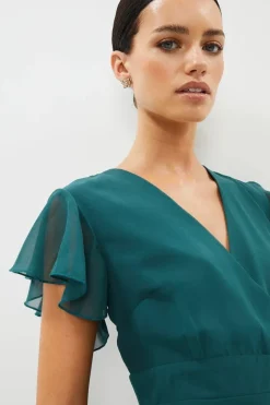 Petite Tiered Hem Ruffle Maxi Dress