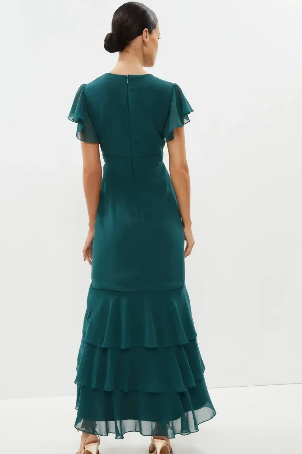 Petite Tiered Hem Ruffle Maxi Dress