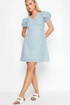 Petite Tie Sleeve Broderie Mini Dress