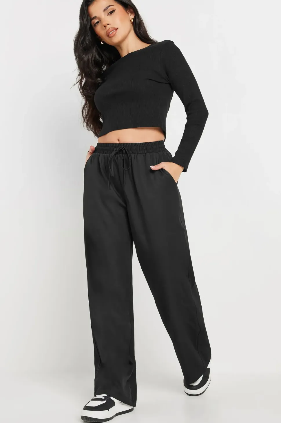 Petite Tie Wide Leg Trousers