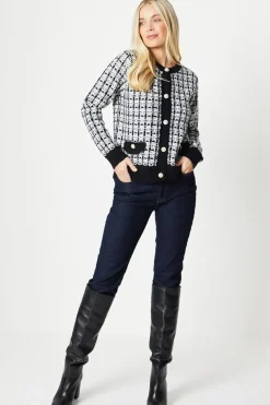 Petite Tweed Button Front Cardigan