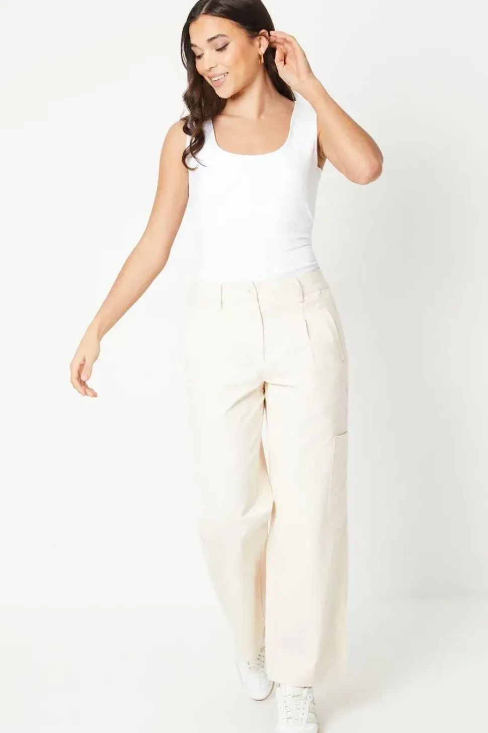 Petite Twill Cargo Pocket Detail Trouser