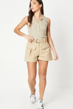 Petite Twill Cargo Pocket Tailored Shorts