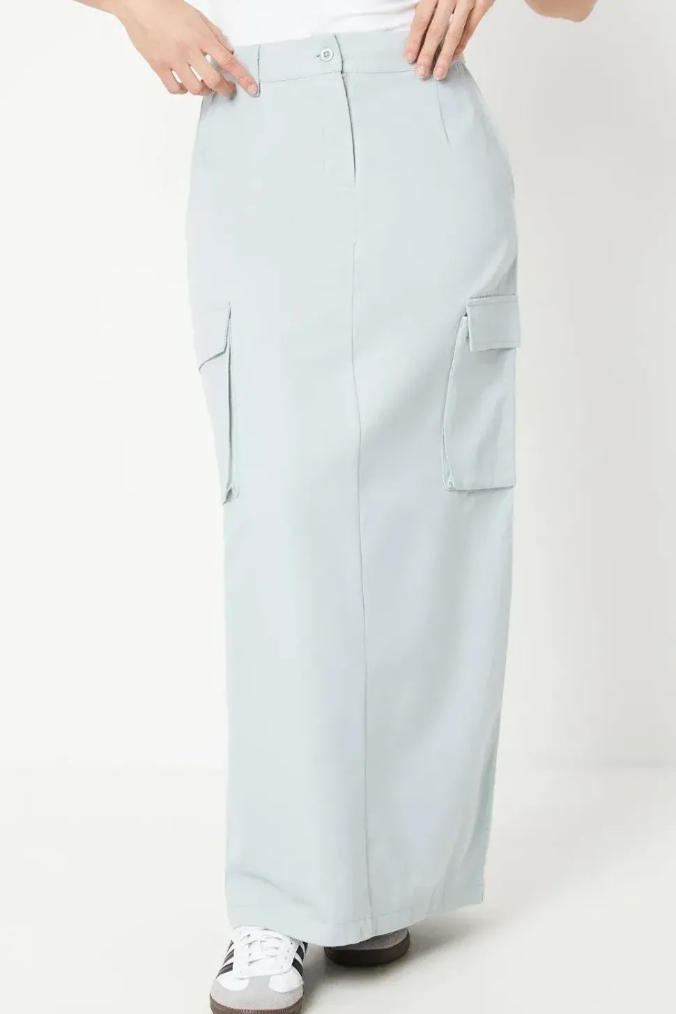 Petite Twill Cargo Split Front Maxi Skirt