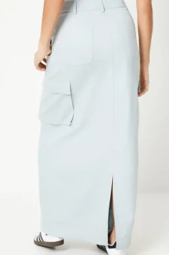 Petite Twill Cargo Split Front Maxi Skirt