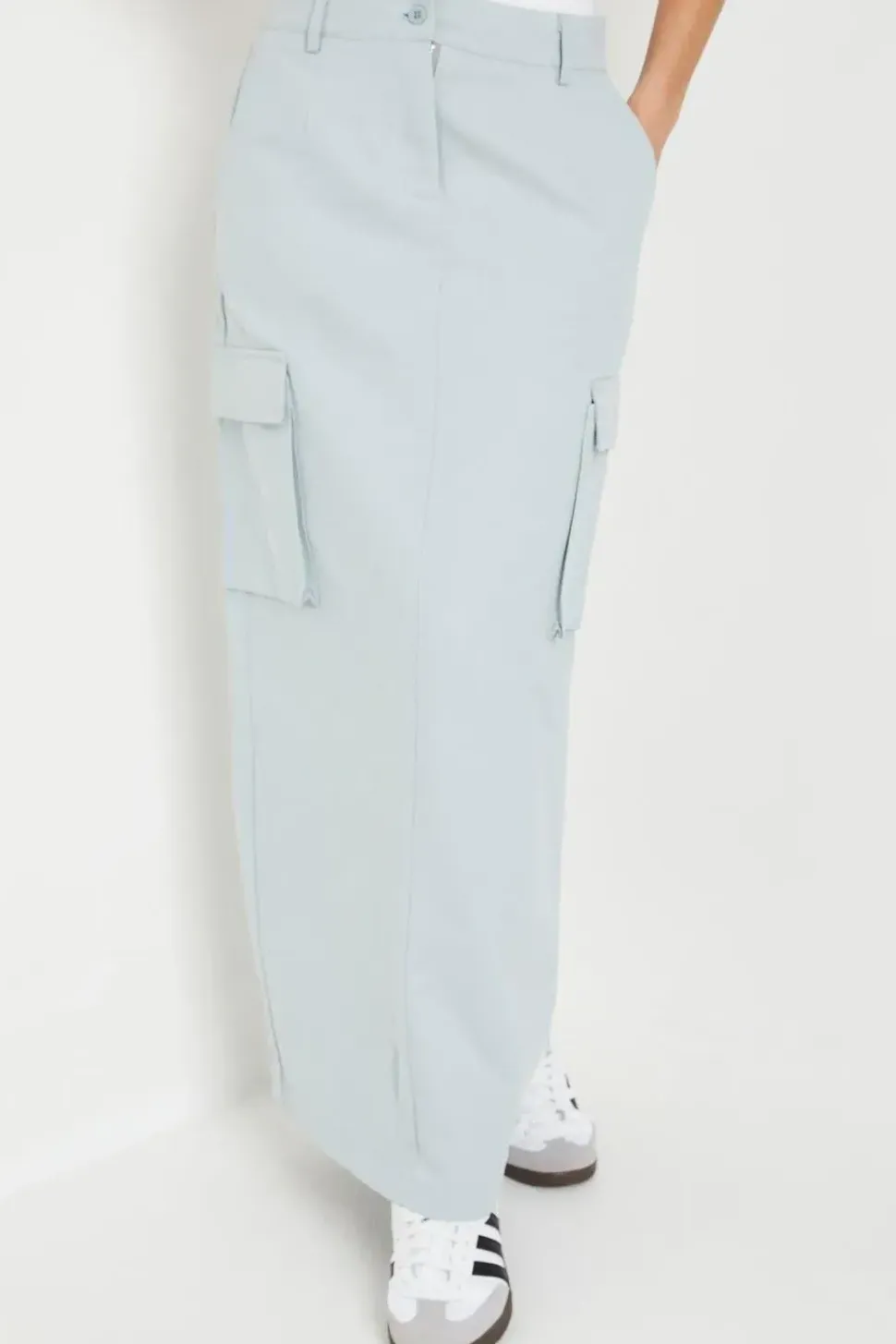 Petite Twill Cargo Split Front Maxi Skirt