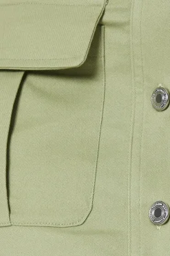 Petite Twill Pocket Button Through Maxi Skirt