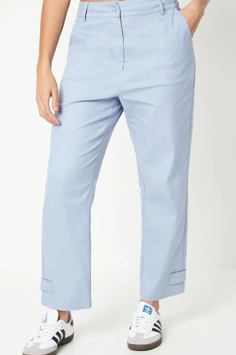 Petite Twill Tab Detail Trouser