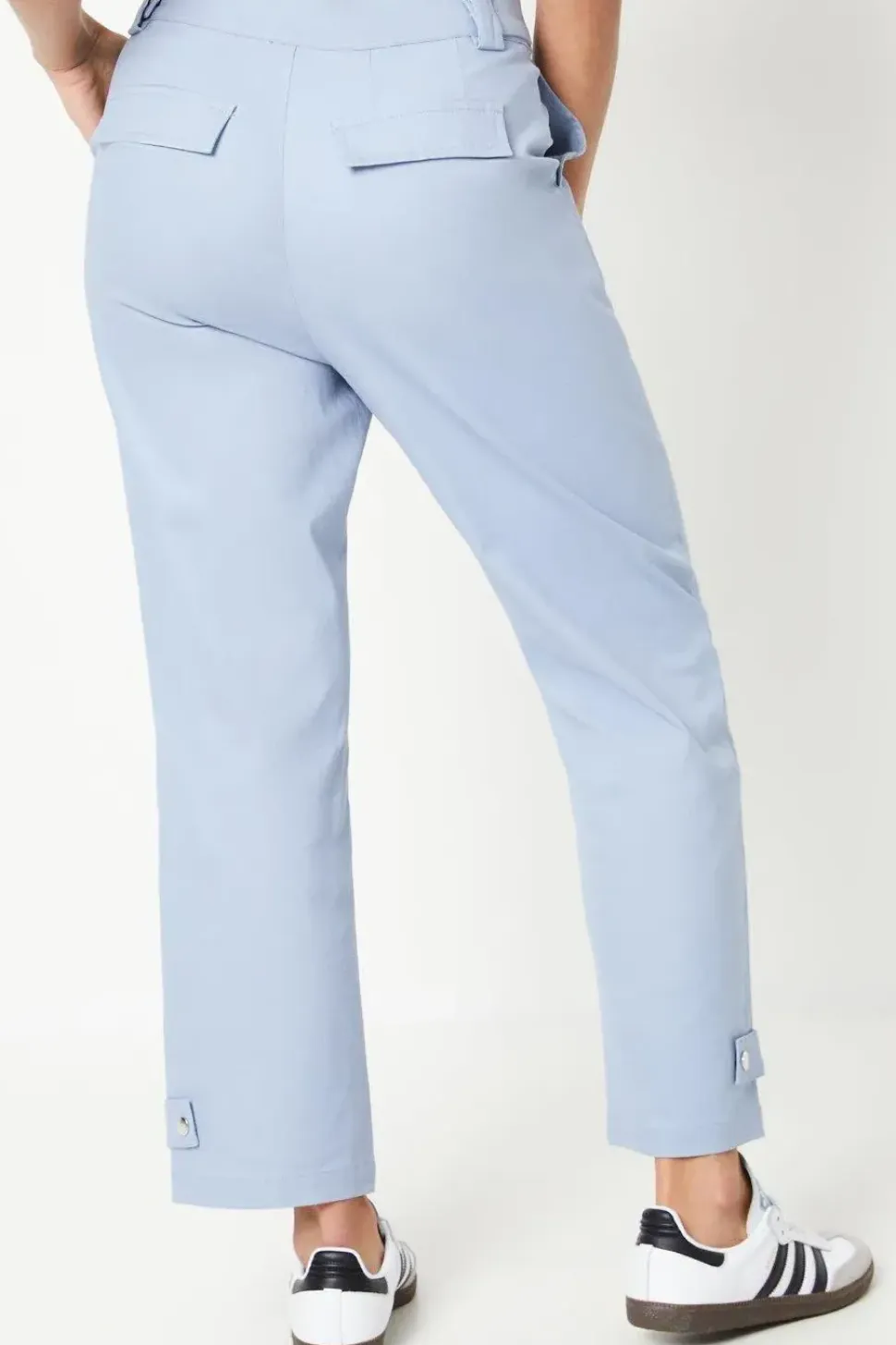 Petite Twill Tab Detail Trouser