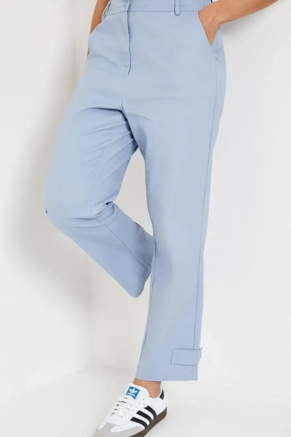 Petite Twill Tab Detail Trouser