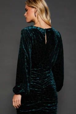 Petite Velvet Animal Ruched Mini Dress