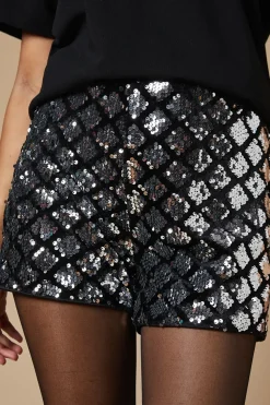 Petite Velvet Geo Sequin Short