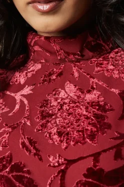 Petite Velvet High Neck Button Detail Blouse