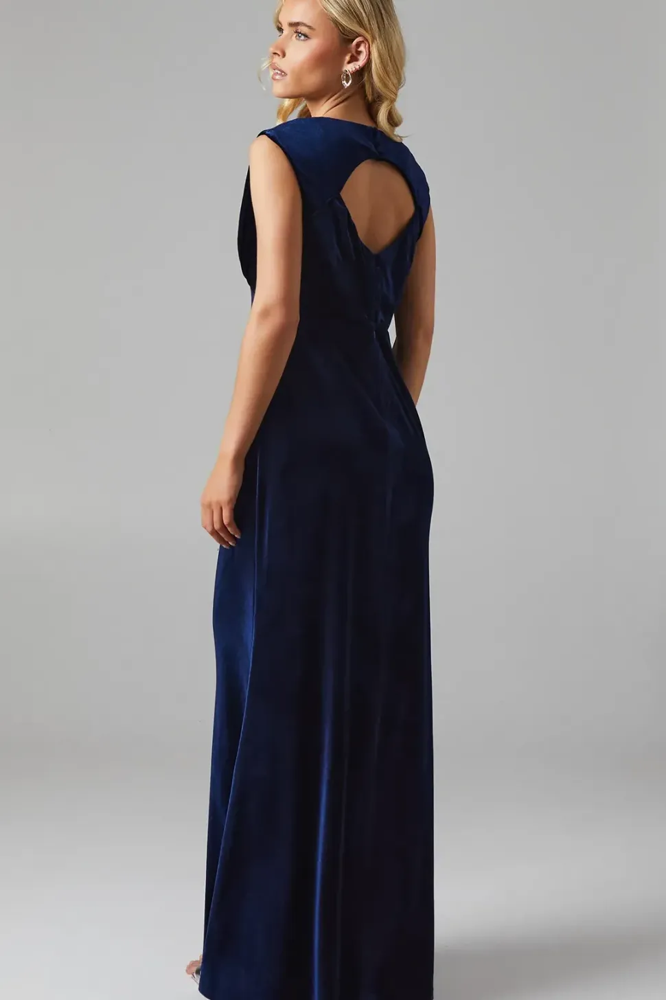 Petite Velvet Open Back Detail Maxi Bridesmaids Dress