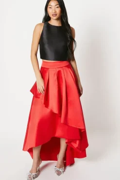 Petite Waterfall Front Twill Maxi Skirt