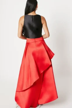 Petite Waterfall Front Twill Maxi Skirt
