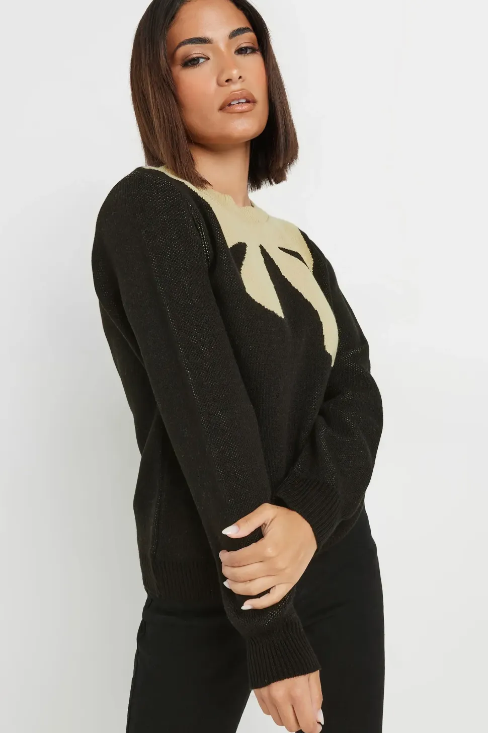 Petite Woven Bow Jumper