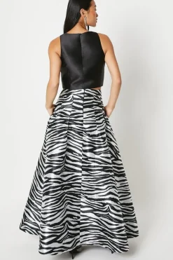 Petite Zebra Jacquard Maxi Skirt