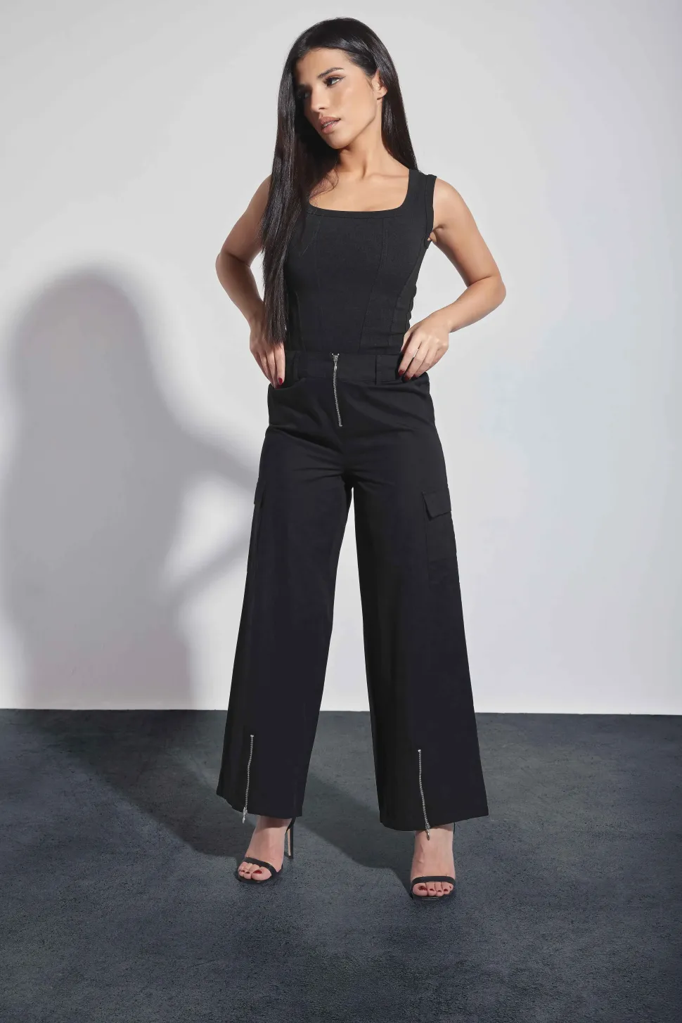 Petite Zip Detail Cargo Trousers