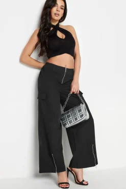 Petite Zip Detail Cargo Trousers