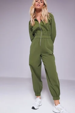 Petite Zip Front Jumpsuit
