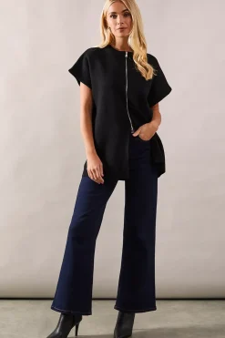 Petite Zip Through Sleeveless Cardigan