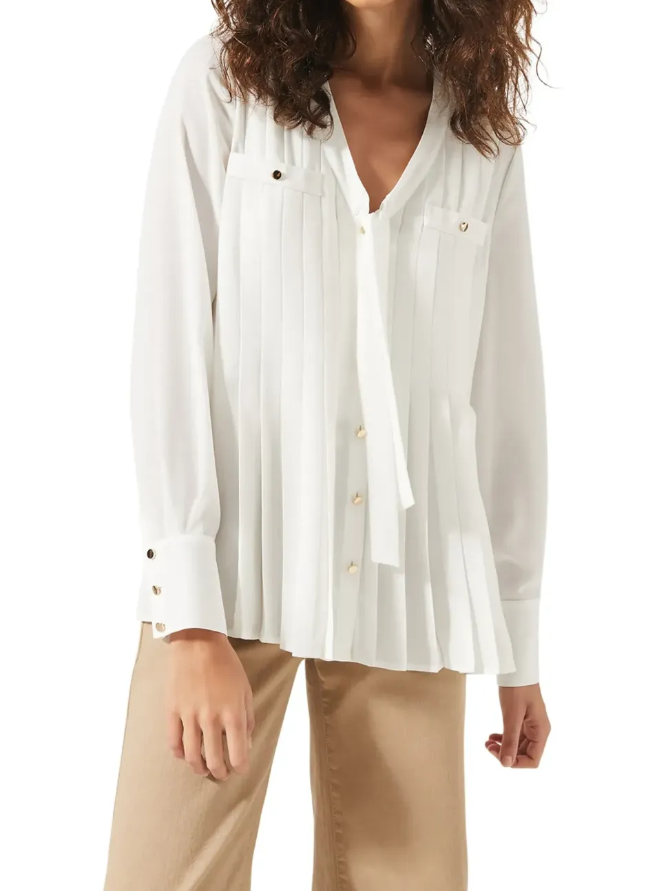 Philippa Pleated Blouse-Plain