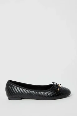 Phoenix Quilted Detail Comfort Bow Ballet Pumps