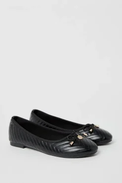 Phoenix Quilted Detail Comfort Bow Ballet Pumps