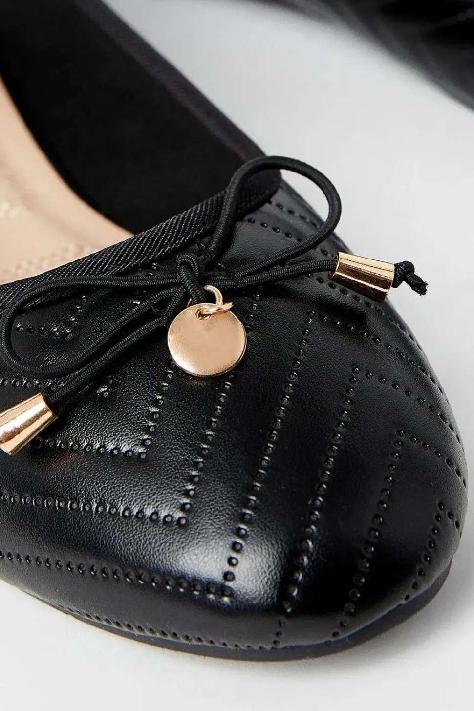 Phoenix Quilted Detail Comfort Bow Ballet Pumps