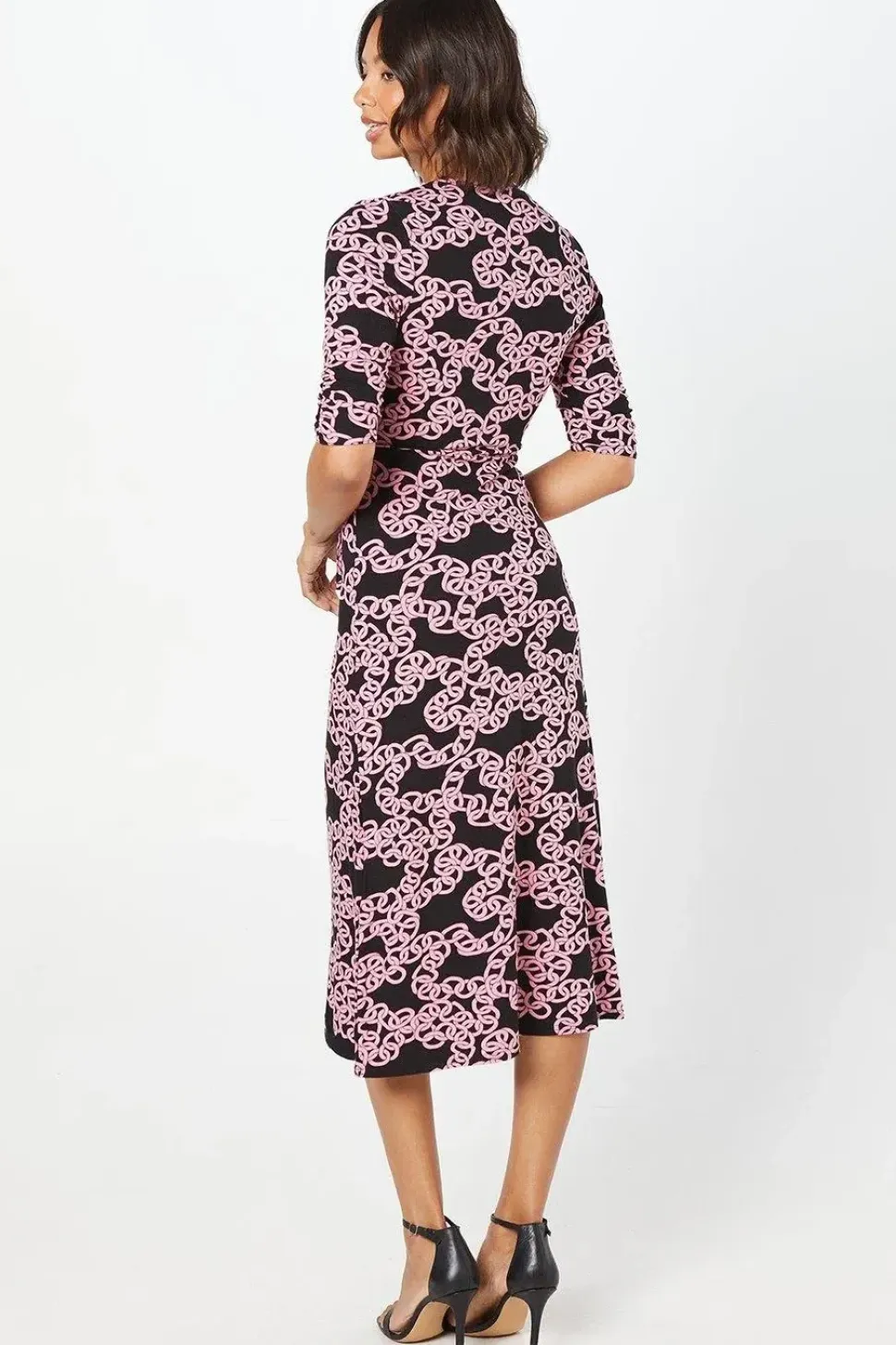 Pink Chain Wrap Midi Dress