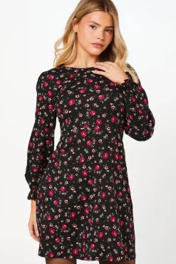 Pink Ditsy Long Sleeve Mini Dress