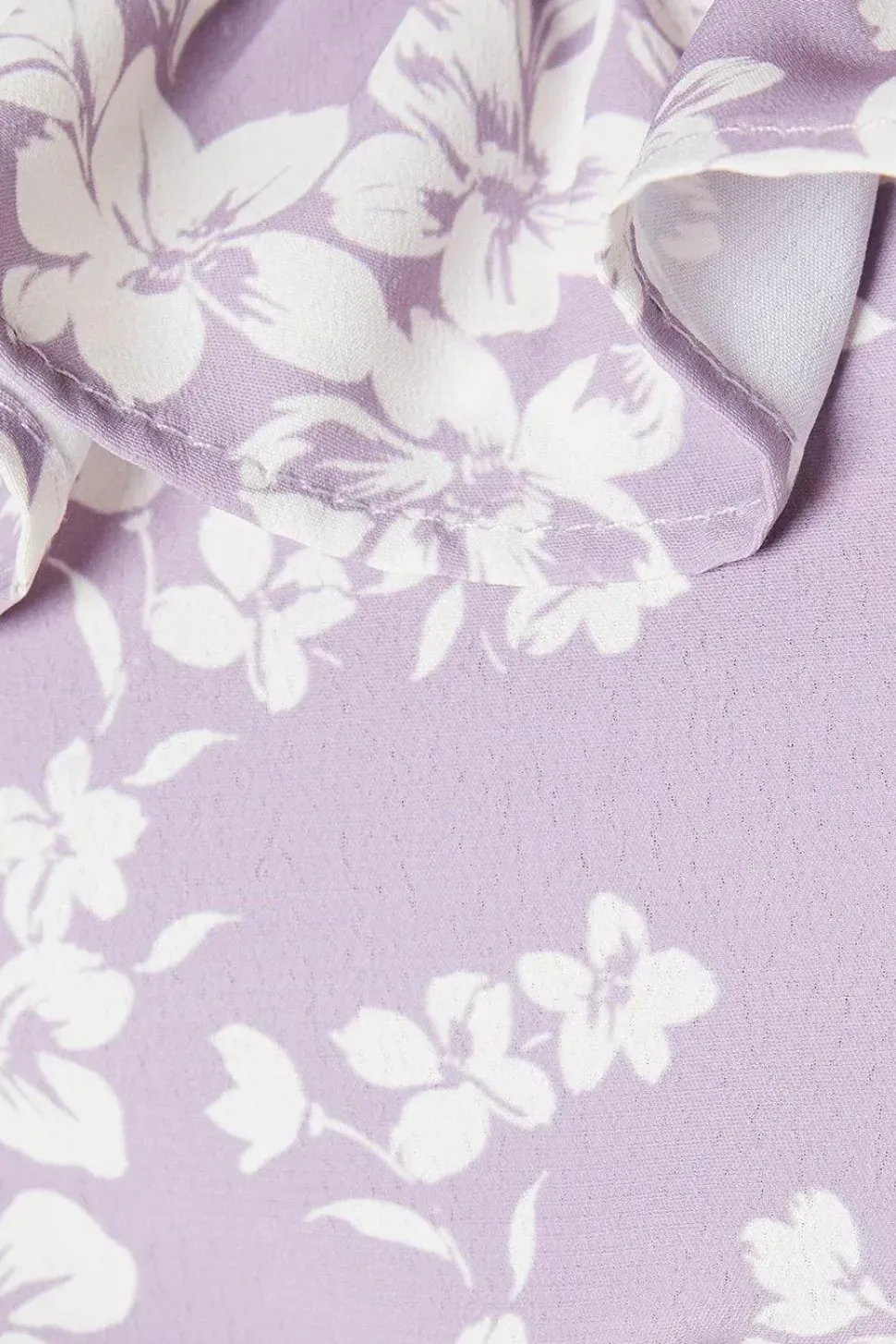 Pink Floral Ruffle Neck Blouse