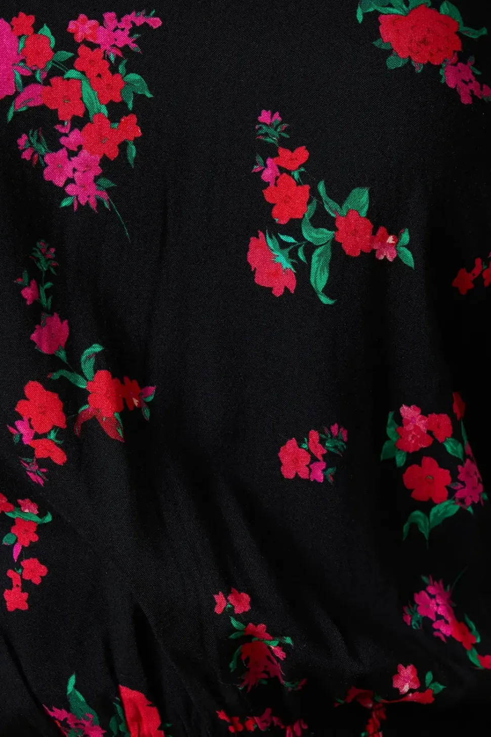 Pink Floral Shirred Hem Top
