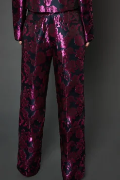 Pink Jacquard Straight Leg Trouser