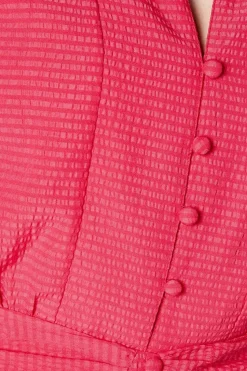 Pink Textured Woven Midi Dress