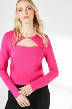 Pink Trim Detail Ponte Top
