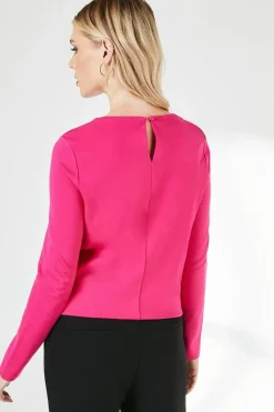 Pink Trim Detail Ponte Top