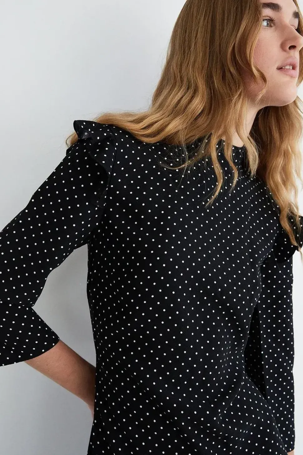 Pinspot Flippy Mock Neck Ruffle Midi Dress