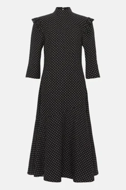 Pinspot Flippy Mock Neck Ruffle Midi Dress